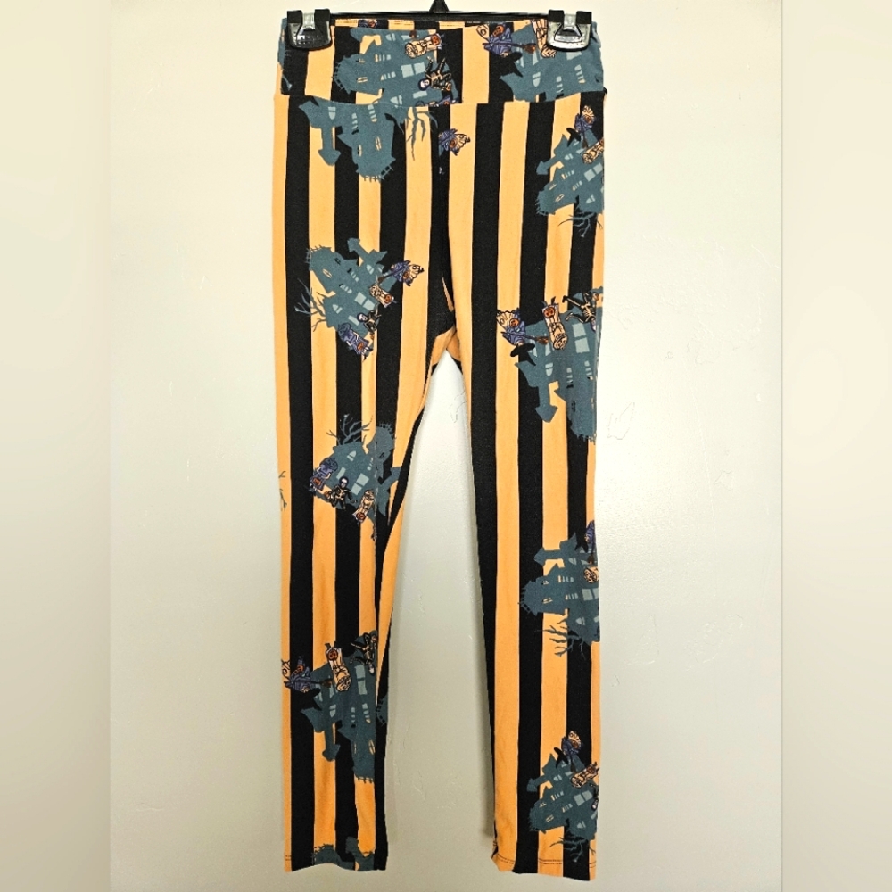 Lularoe one size Halloween Haunted House leggings Black and Orange